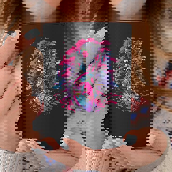 桜と芸者、サイバーパンク・イラストレーション コーヒーマグ 面白い贈り物