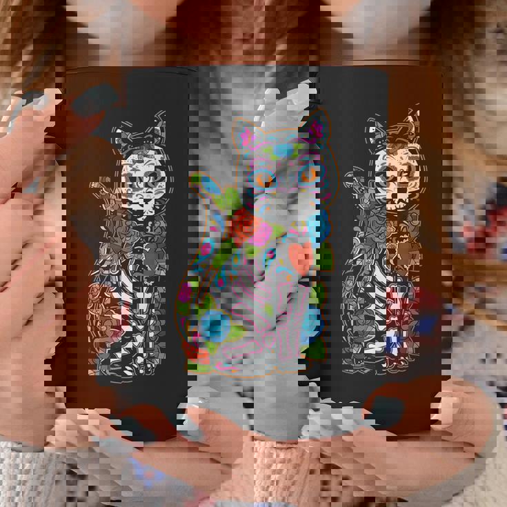 猫 シュガー スカル メキシコ カラベラ 死者の日 ハロウィン コーヒーマグ 面白い贈り物