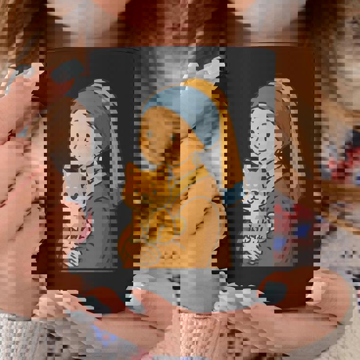 真珠の耳飾りの少女 柴犬 子柴 名画 いぬ イラスト かわいい 犬好き おもしろ 面白い コーヒーマグ 面白い贈り物