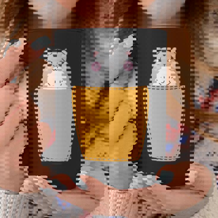 胸ポケットにハムスター 長袖tシャツ コーヒーマグ 面白い贈り物