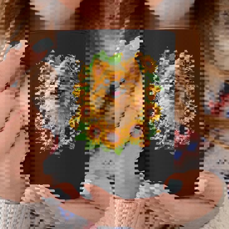 面白いtシャツ ポメラニアン ひまわり わんこ メンズ 犬好き グッズ かわいい おもしろ 面白い 服 ネタ 長袖tシャツ コーヒーマグ 面白い贈り物