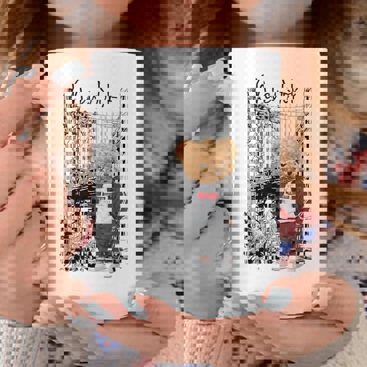 Cool New York City Teddy Bear Illustration Graphic s コーヒーマグ 面白い贈り物