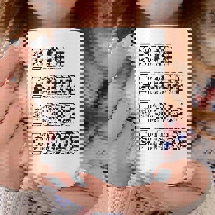 Eatleep Ride Repeat オートバイ バイク モーターサイクリスト 格言 コーヒーマグ 面白い贈り物