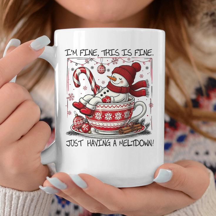 I'm Fine This Is Fine Having A Meltdown Christmas Snowman Coffee Mug Unique Gifts