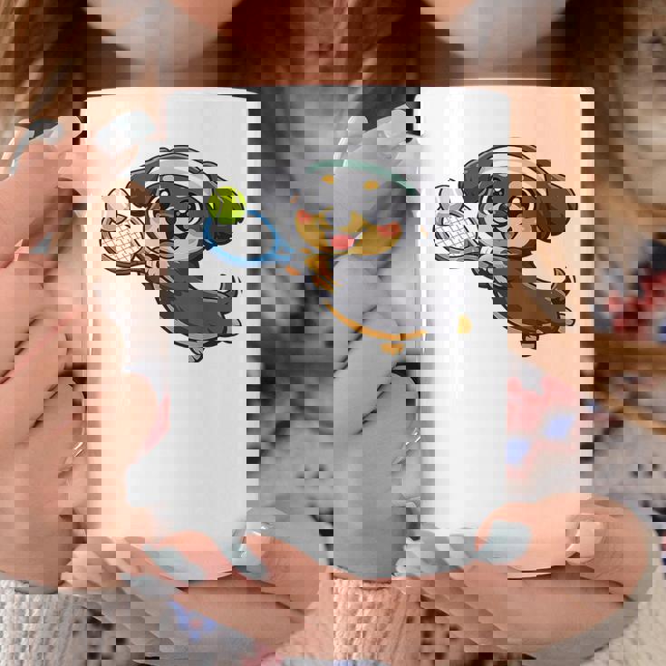 かわいい犬のテニス漫画アート コーヒーマグ 面白い贈り物