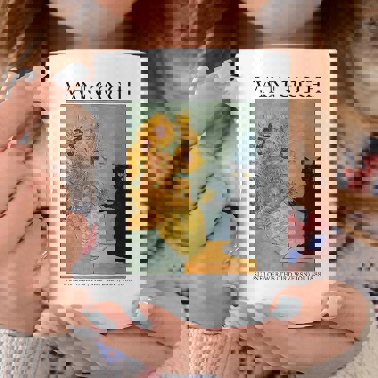 ひまわりと黒猫のヴィンテージアート 猫好き 猫飼い 猫 ネコ ねこくろねこ好き 面白い コーヒーマグ 面白い贈り物