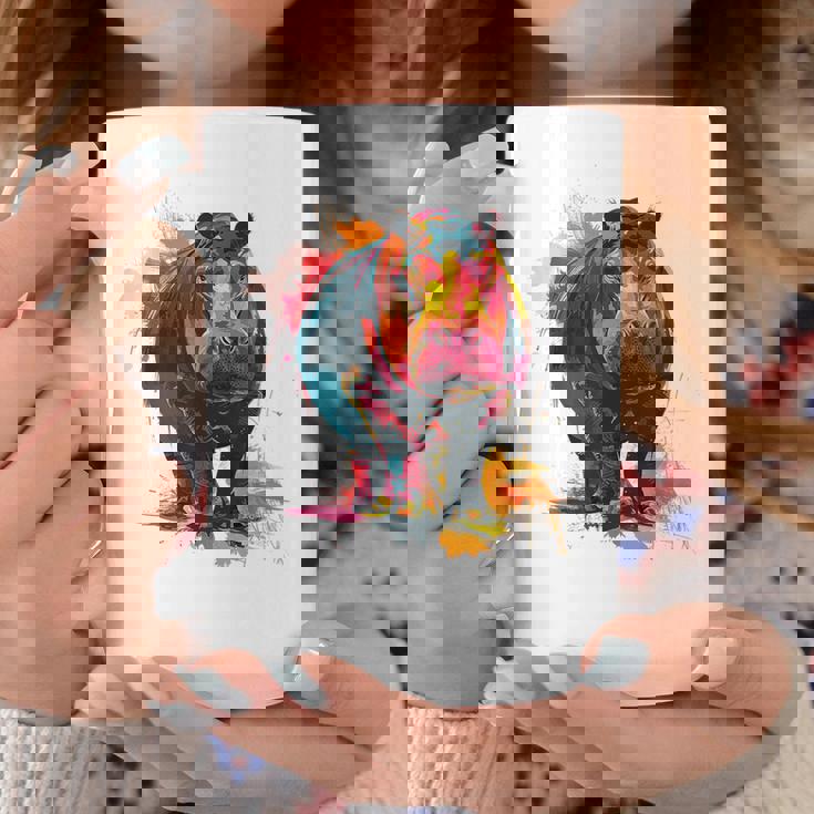 カバ 動物 カラフル グラフィック 抽象 アート 絵画 カバ コーヒーマグ 面白い贈り物