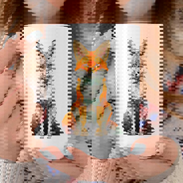 キツネ アニマル柄 グラフィック ポートレート イラスト 幾何学 キツネ コーヒーマグ 面白い贈り物