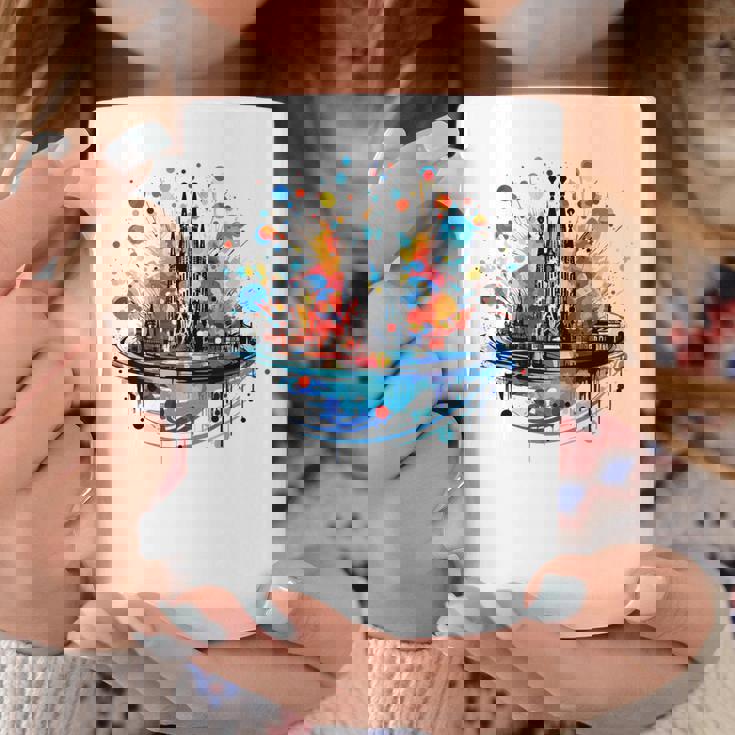 バルセロナのサグラダ ファミリアの美しいイラスト コーヒーマグ 面白い贈り物