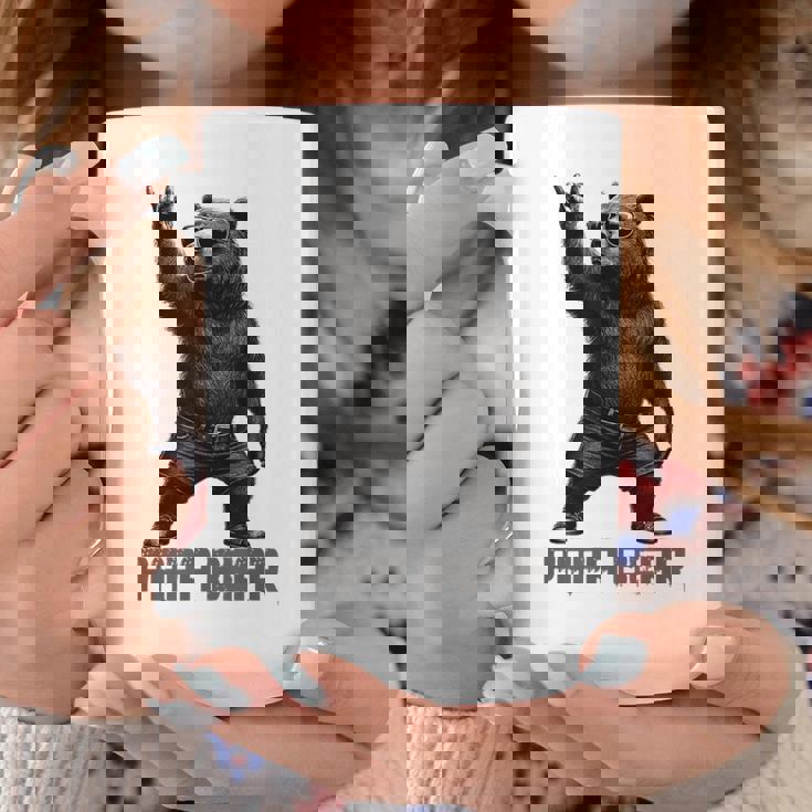 パパベア グリズリーベア ロックジェスチャー クールなパパ グリズリーベア コーヒーマグ 面白い贈り物