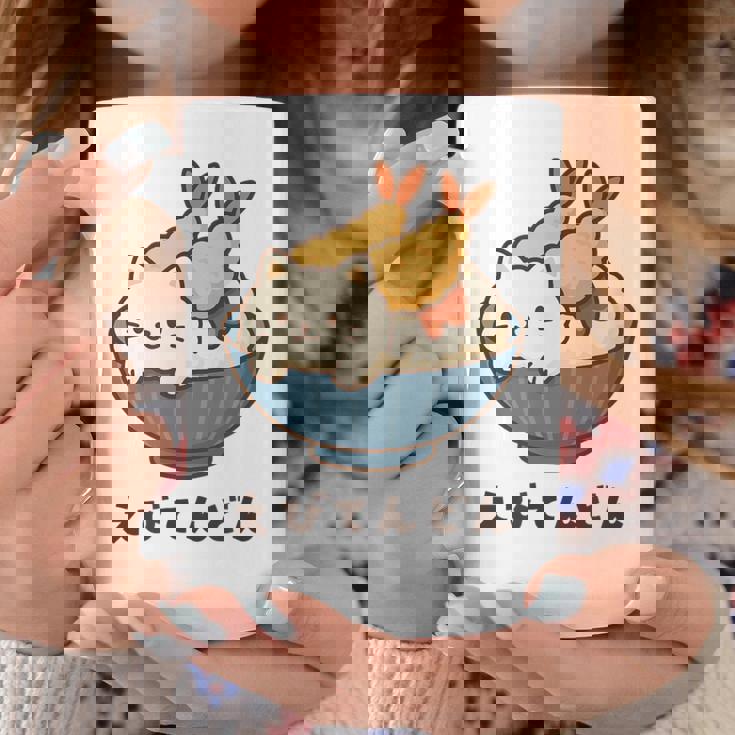 海老天丼 天丼 えび ご飯 ねこ 白猫 天丼好き 猫好き おもしろ かわいい猫 イラスト 猫キャラ 癒し 系 コーヒーマグ 面白い贈り物