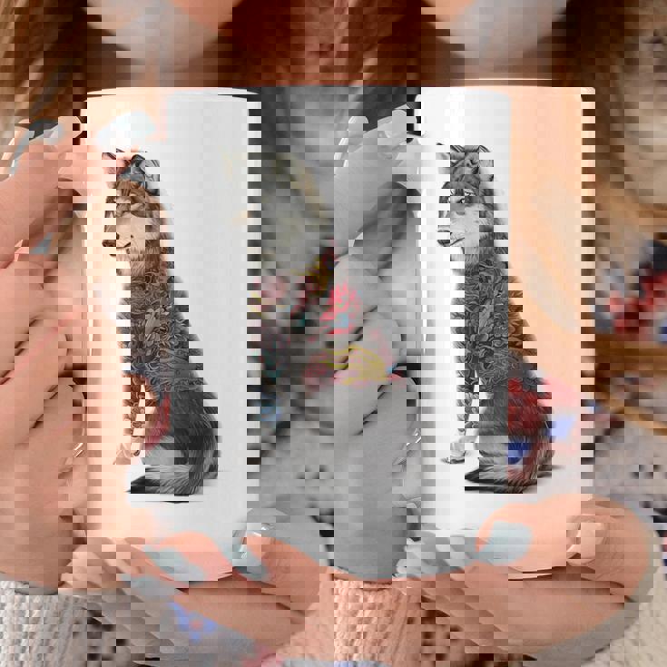 灰色オオカミ 伝統的な日本の龍の入れ墨 入泉 コーヒーマグ 面白い贈り物