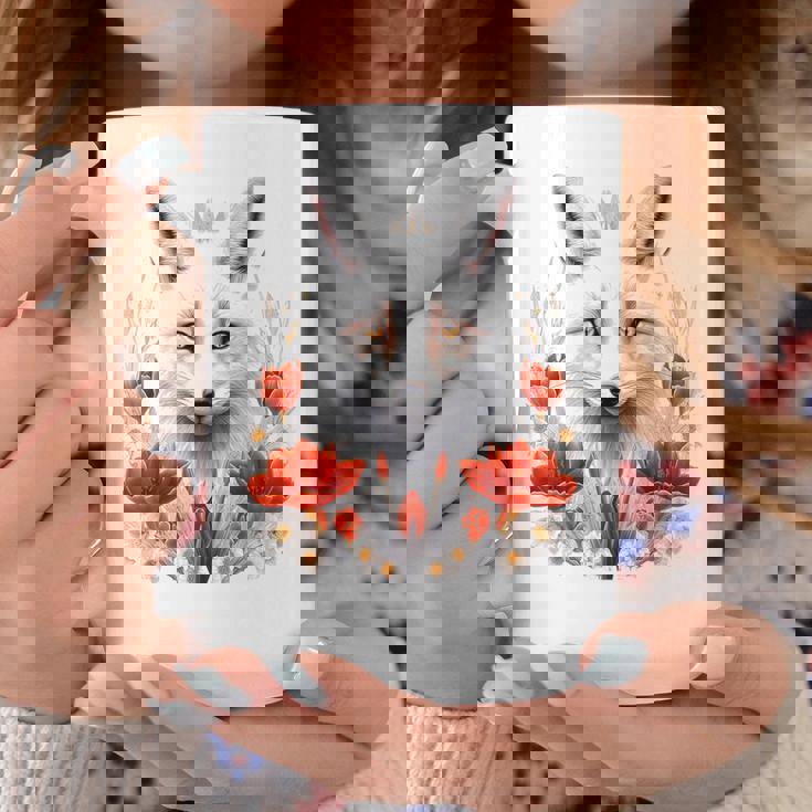 狐 アニマル柄 モチーフ 図面 イラスト 自然 狐 コーヒーマグ 面白い贈り物