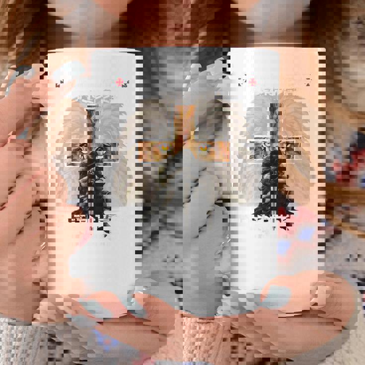 祈り 戦士 ライオン ユダ グラフィック クリスチャン クロスバック プリント コーヒーマグ 面白い贈り物