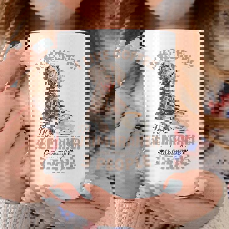 面白いワイマラナー犬私はコーヒーが好き、ワイマラナーと多分。 コーヒーマグ 面白い贈り物