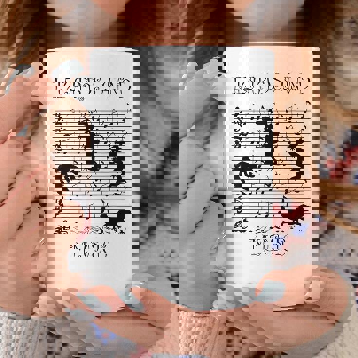 音楽とトカゲ ヤモリ ミュージシャン 爬虫類 コーヒーマグ 面白い贈り物