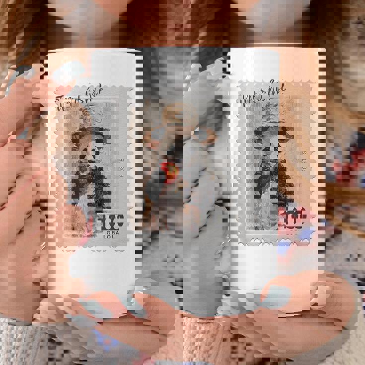 麦わら帽子 りんご パンダ 小さなパンダ 切手風 コーヒーマグ 面白い贈り物