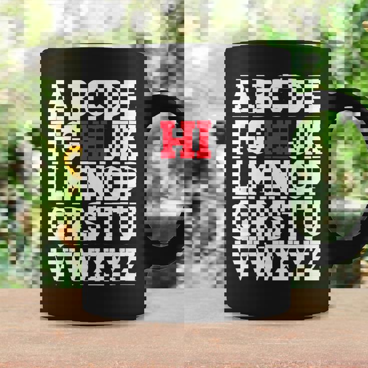 Abcのhiおかしいこんにちはアルファベット学生教師グリーティング コーヒーマグ ギフトのアイデア
