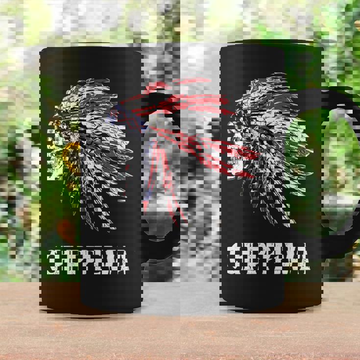 Chippewa ネイティブアメリカン アメリカ国旗 スカルヘッドレス 長袖tシャツ コーヒーマグ ギフトのアイデア