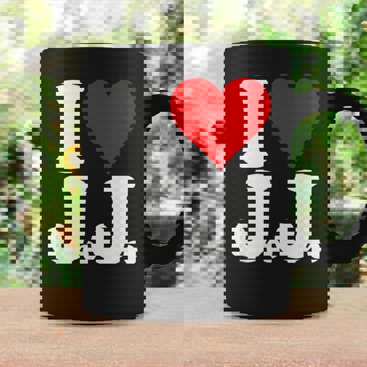 I Love Heart JJ Jj J J イニシャル コーヒーマグ ギフトのアイデア