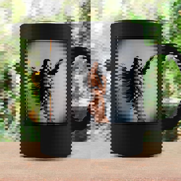 Pinup Girl 男性用 セクシーなブルネットファッションモデル 長袖tシャツ コーヒーマグ ギフトのアイデア