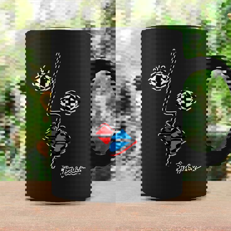 【ピカソ風】顔 男女 キス モダンフェイス（パロディ）【ピカウソ】キュビズム 80年代風 面白い アート 長袖tシャツ コーヒーマグ ギフトのアイデア