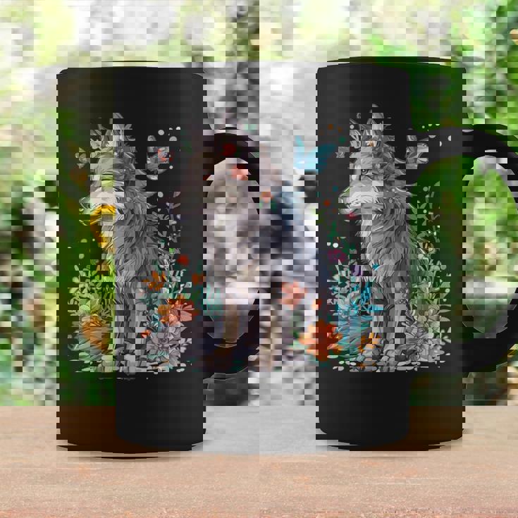 かわいいオオカミ 花 I キッズ オオカミ 長袖tシャツ コーヒーマグ ギフトのアイデア