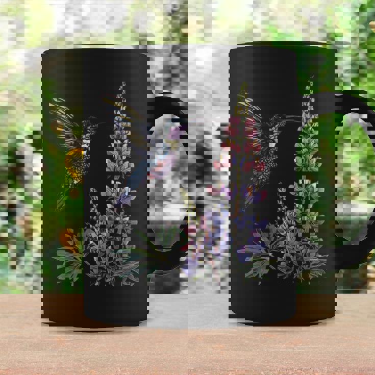 かわいいハチドリ バードウォッチング ルピナスフラワーガール 植物 ママ 長袖tシャツ コーヒーマグ ギフトのアイデア