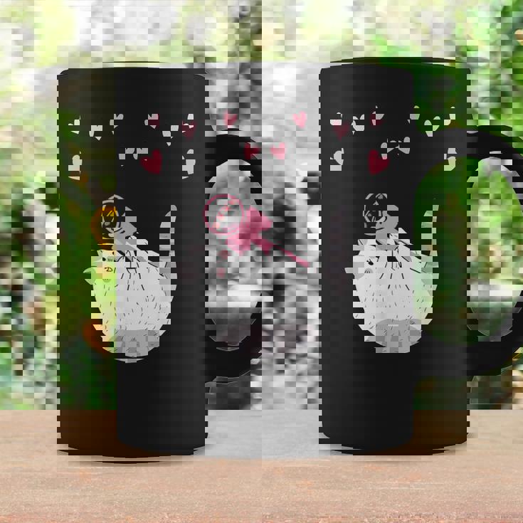 かわいい毛糸の猫はけん玉ハートを弾く コーヒーマグ ギフトのアイデア