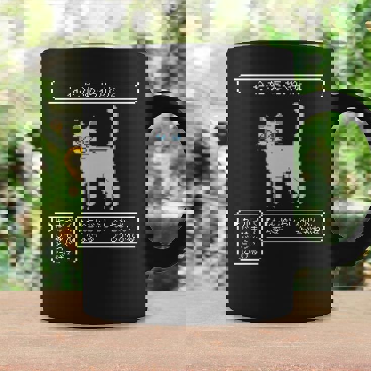 ねこがあらわれた！ 猫好き ゲーム好き ネコ飼い ネコママ 猫ママ ネコパパ 猫パパ Rpg ゲーム 猫 ねこ ネコ 長袖tシャツ コーヒーマグ ギフトのアイデア