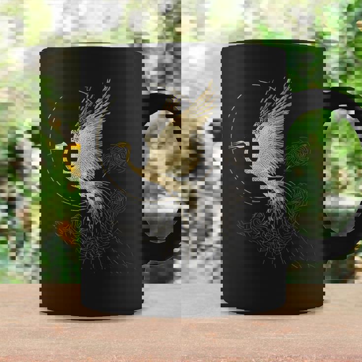 エレガントな鶴 アールデコ デザイン 優雅な鳥 コーヒーマグ ギフトのアイデア