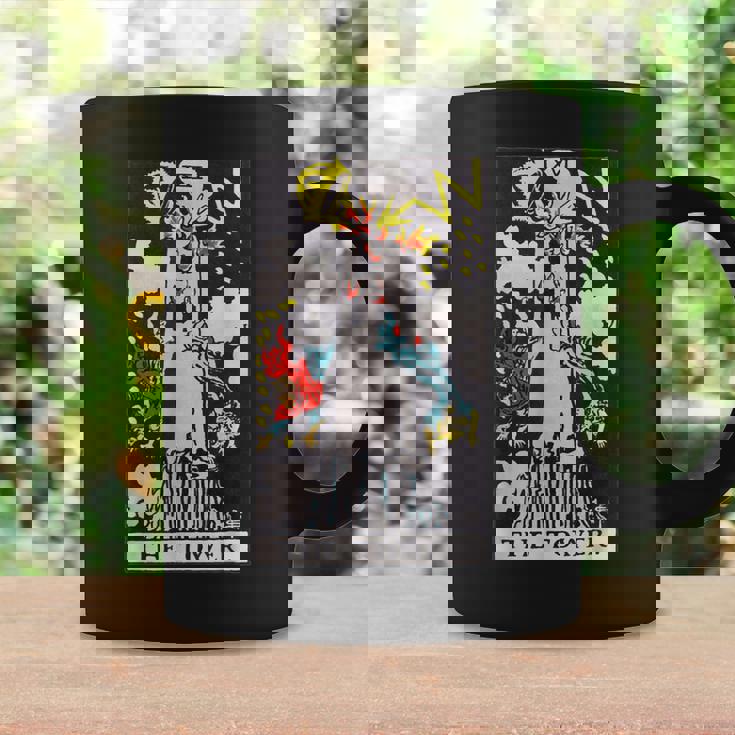 オリジナルのrider Waite Deckからのタワービンテージタロットカード コーヒーマグ ギフトのアイデア