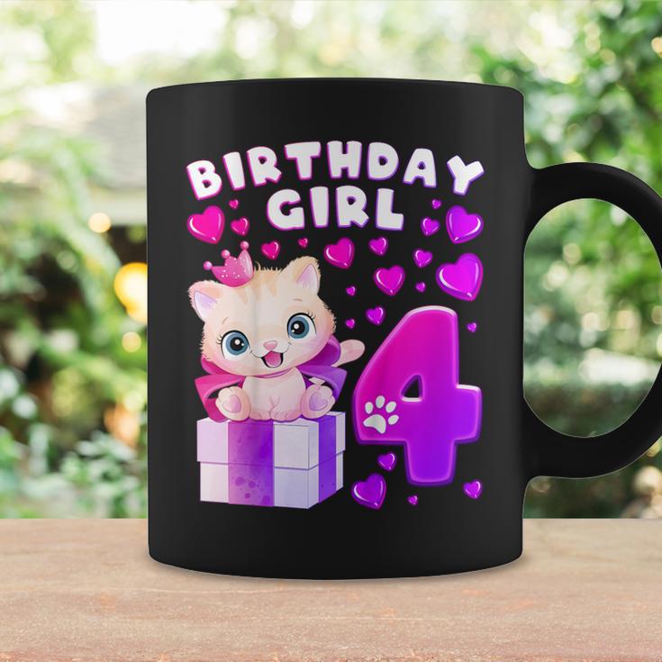 キッズ 4歳の誕生日、4歳の女の子、子猫、番号4 コーヒーマグ ギフトのアイデア