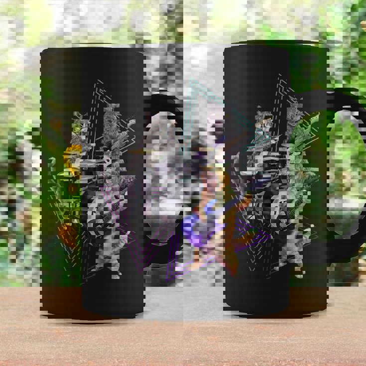 キャットバンド-ベース、ギター、ドラムセットのロックキティ コーヒーマグ ギフトのアイデア