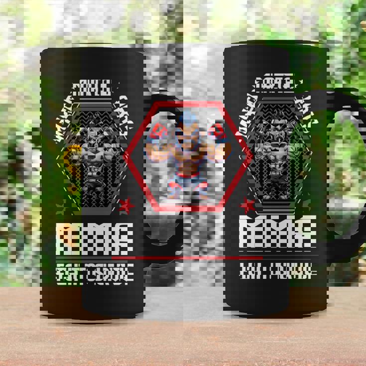 ケージファイティングで生き残るための総合格闘技mmaファイト 長袖tシャツ コーヒーマグ ギフトのアイデア