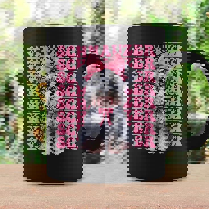 コケット リボン シュナウザー 女の子 犬 ママ 母の日 ピンク コーヒーマグ ギフトのアイデア