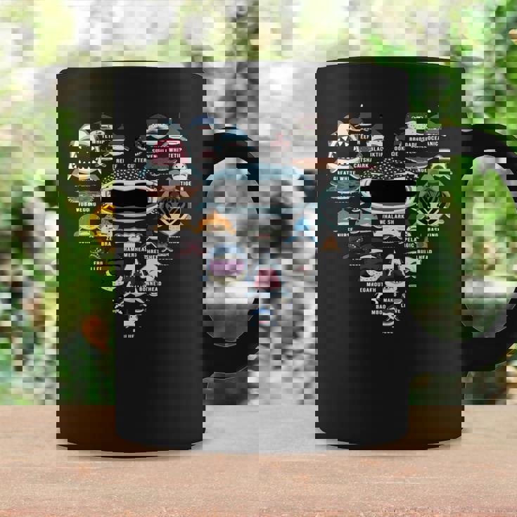 サメの識別 サメの顔 サメのハート 長袖tシャツ コーヒーマグ ギフトのアイデア