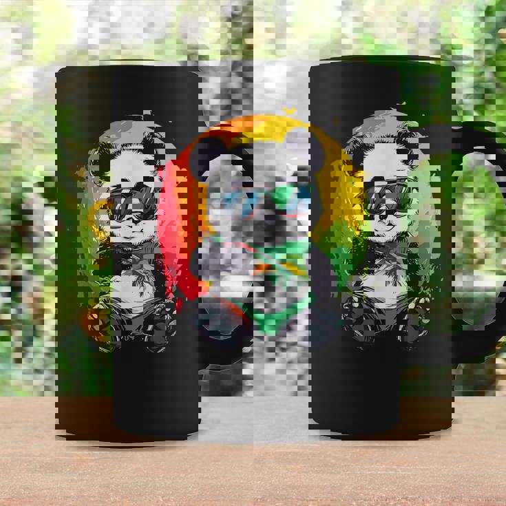 サングラス付きパンダ ラスタカラー コーヒーマグ ギフトのアイデア