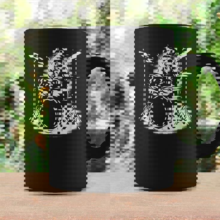 シュナウザー ドラムを弾く ドラマー 犬好き コーヒーマグ ギフトのアイデア