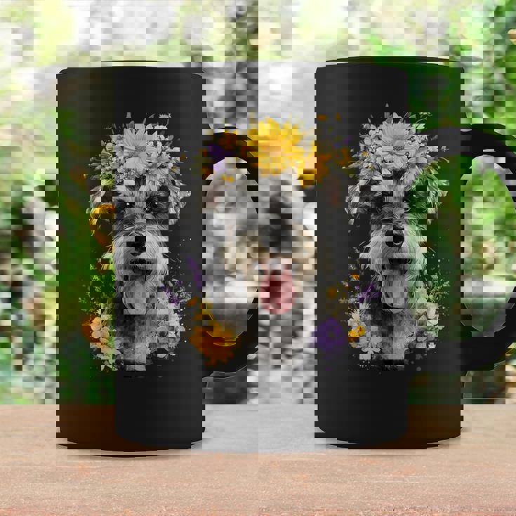 シュナウザー ママ 犬好き 母の日 レトロ 花 コーヒーマグ ギフトのアイデア