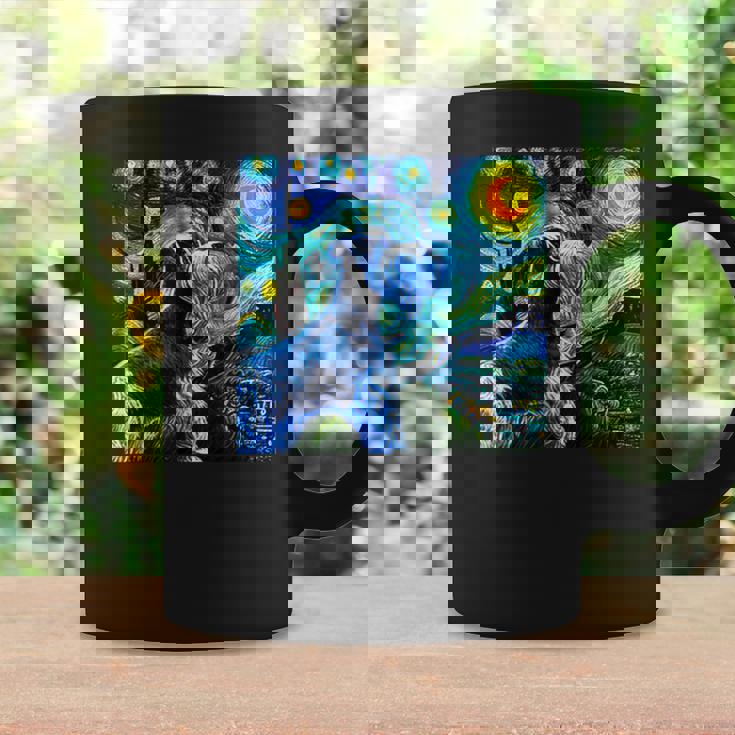 シュナウザー 面白いtシャツ 犬 ゴッホ 星月夜 かわいい メンズ 子供 おもしろ 服 グッズ ネタ コーヒーマグ ギフトのアイデア