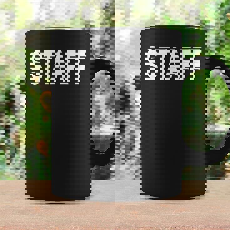 スタッフtaff ユニフォーム（ホワイト 白）【ワーク・イベント】係員・警備 衣装 文字 コーヒーマグ ギフトのアイデア