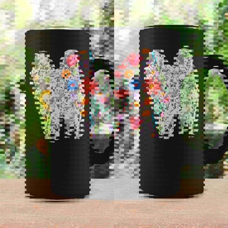 チャウチャウ 水彩 花 デザイン コーヒーマグ ギフトのアイデア