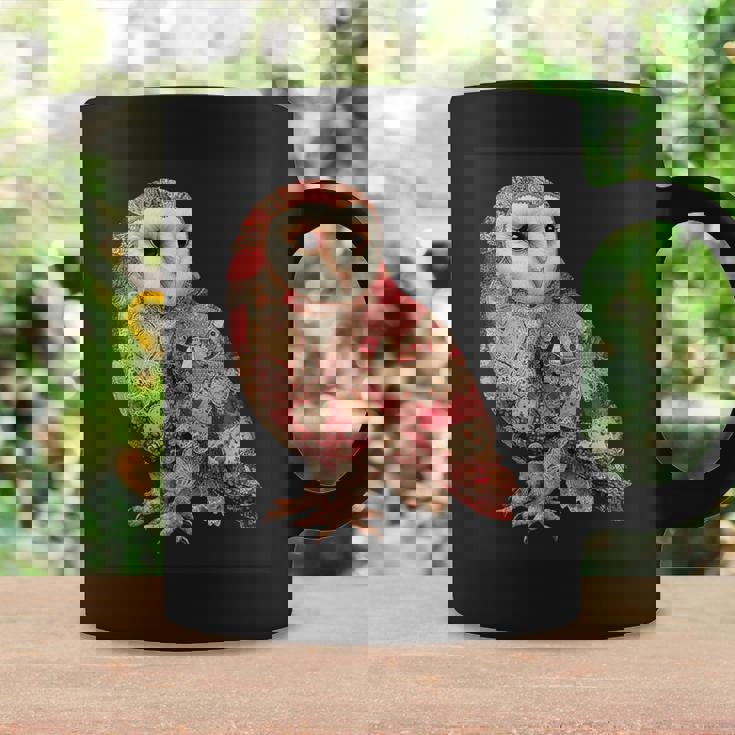 ハート柄の奇抜なパッチワークフクロウ コーヒーマグ ギフトのアイデア