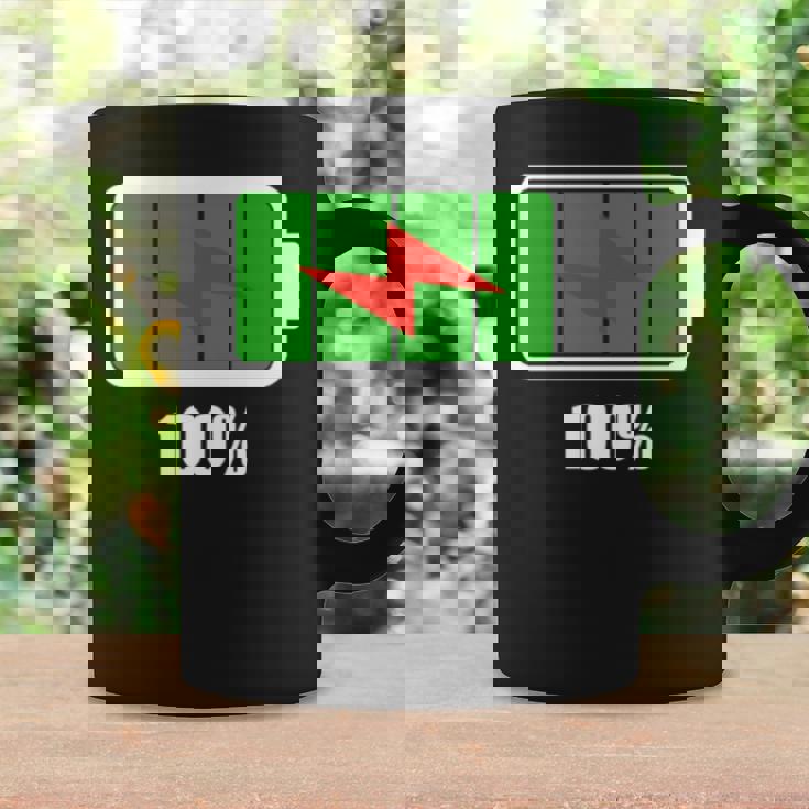 バッテリー100シャツ残量バッテリーフルパワーバッテリーフル。 長袖tシャツ コーヒーマグ ギフトのアイデア