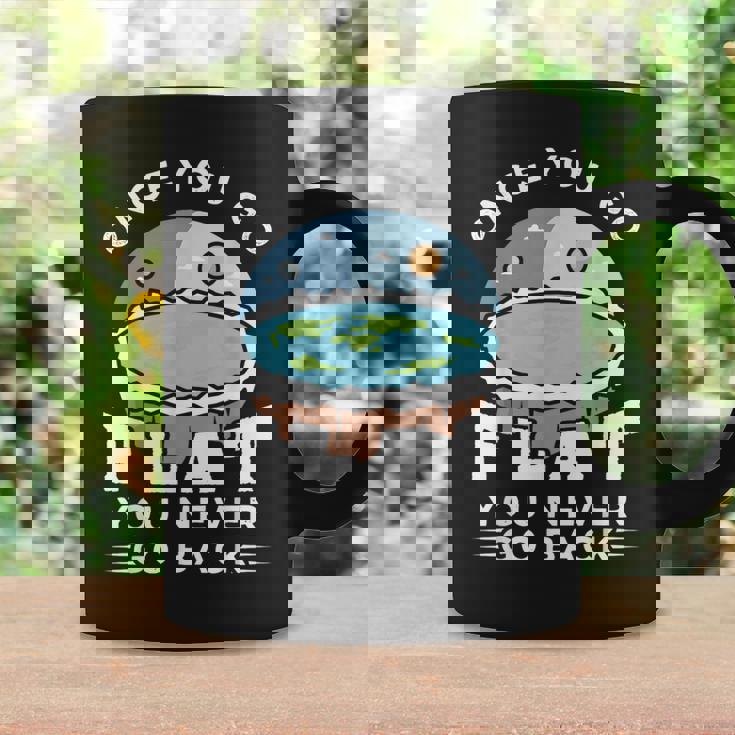 フラットアースデザインのアイデア 一度行けばフラット陰謀論 コーヒーマグ ギフトのアイデア