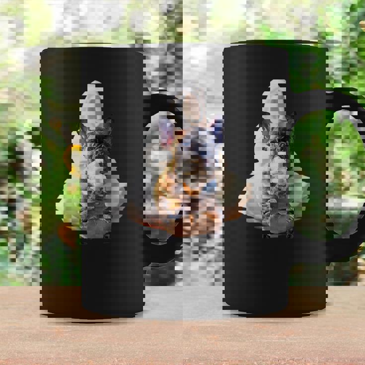 フレンチブルドッグ 犬 アイスクリームを食べる犬 面白い かわいい コーヒーマグ ギフトのアイデア