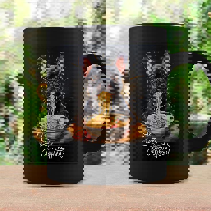 フレンチブルドッグ 食べる パスタ ボンアペティ カラフル ドッグアート コーヒーマグ ギフトのアイデア