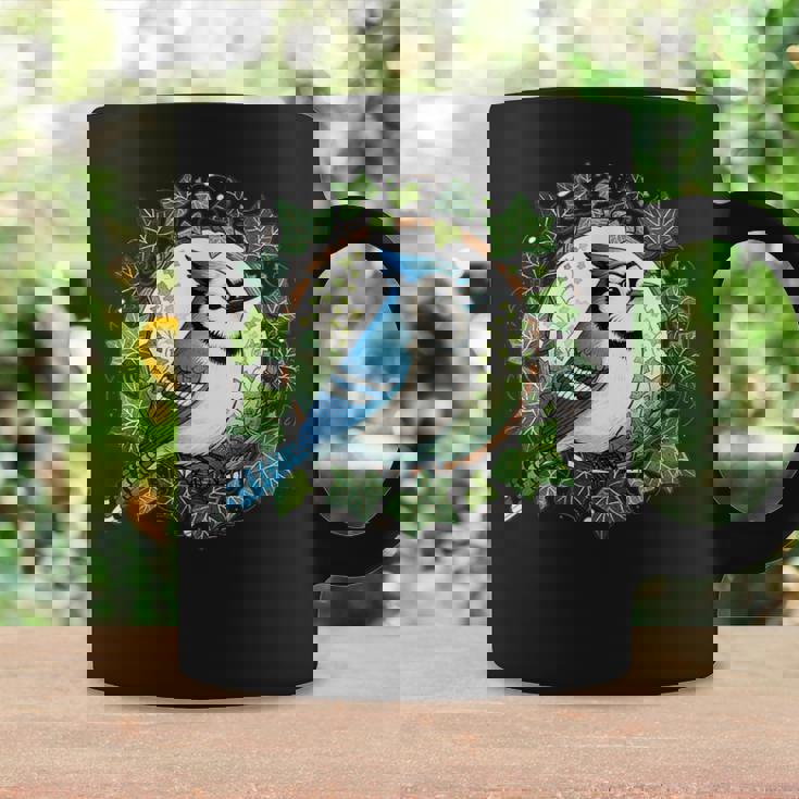 ブルージェイとイングリッシュアイビーバードアートブルージェイズイラスト コーヒーマグ ギフトのアイデア