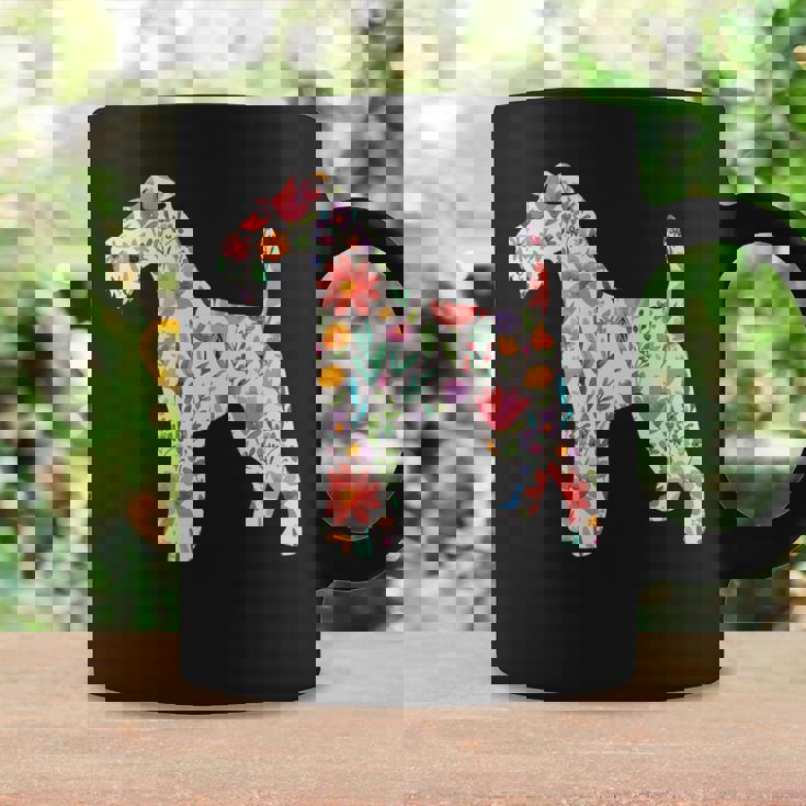 ワイヤーフォックステリア 水彩フラワーデザイン 長袖tシャツ コーヒーマグ ギフトのアイデア